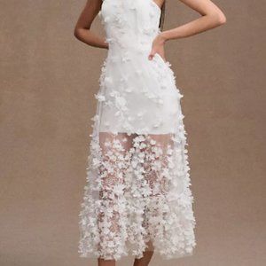 Helsi Audrey Square-Neck Floral Applique Sheer Midi Dress